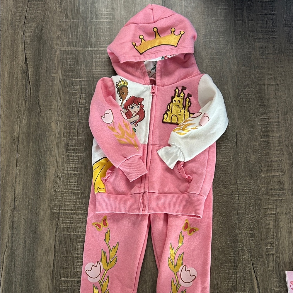 Disney Pink 2t Princess Hoodie and Pants Set